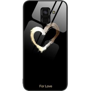 For Samsung Galaxy A8+ 2018 Colorful Painted Glass Phone Case(Black Love)