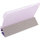 Zijde textuur horizontale Flip lederen draagtas met drie-vouwen houder voor iPad mini 4(Purple)