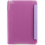 Zijde textuur horizontale Flip lederen draagtas met drie-vouwen houder voor iPad mini 4(Purple)