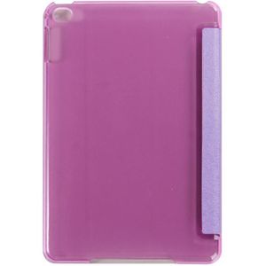 Zijde textuur horizontale Flip lederen draagtas met drie-vouwen houder voor iPad mini 4(Purple)