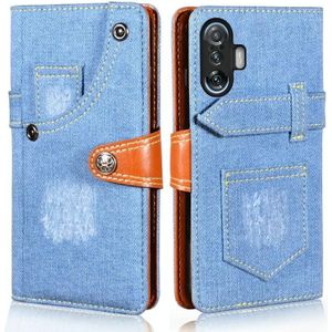 For Xiaomi Redmi K40 Gaming Edition Denim Horizontal Flip Leather Case with Holder & Card Slot & Wallet(Light Blue)