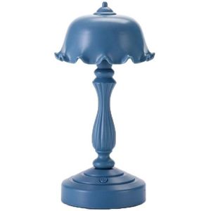 Retro opladen tafellamp slaapkamer bed LED oogbescherming licht (LD04 bloem hoed grijs blauw)