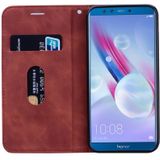 Voor Huawei Honor 9 Lite Frosted Business Magnetic Horizontal Flip PU Leather Case met Holder & Card Slot & Lanyard(Bruin)