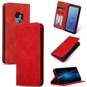 Retro huid voelen Business magnetische horizontale Flip lederen case voor Samsung Galaxy S9 (rood)