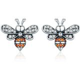 S925 Sterling Silver Oorbellen Bee Ingelegde Vrouwelijke Oorbellen  Kleur: Wit