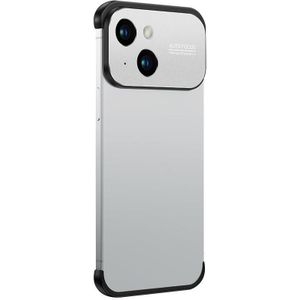 Voor iPhone 14 Plus Metaal Groot Venster + TPU Hoeken Telefoon Beschermend Frame(Wit)