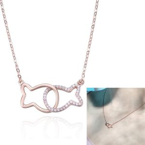 Vrouwen mode S925 zilver kussen vis Clavicular Chain ketting