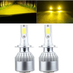 2 stuks H7 18W 1800 LM 3000K IP68 Casnbus constante huidige auto LED koplamp met 2 COB lampen  DC 9-36V (Gold Light)