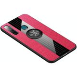 Voor OPPO Realme Q XINLI stiksels doek Textue schokbestendig TPU beschermhoes met ring houder (rood)