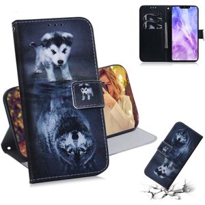 Wolf en hond patroon gekleurde tekening horizontale Flip lederen case voor Huawei Nova 3  met houder & card slots & portemonnee