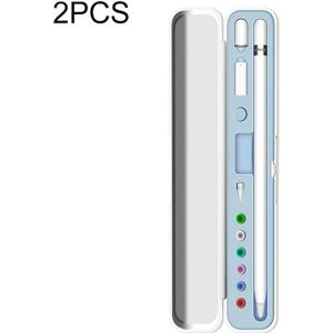 2 PCS Silicone Stylus Storage Box For Apple Pencil 1 / 2(Sky Blue)