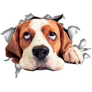 4 Stks Persoonlijkheid Puppy 3D Auto Stickers Waterdichte Auto Body Block Scratches Simulation Stickers (Hondenhoofd)