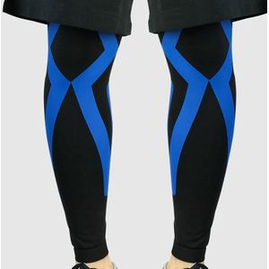 Een paar HX022 sport kniebeschermers compressie elastische beschermende dij en calve cover outdoor basketbal voetbal rijden beschermende uitrusting  specificatie: L (zwart / blauw)