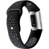 Twee kleuren ronde gat siliconen pols Band Watch Band voor Fitbit Charge 3  pols riem grootte: 130-195mm (grijs)