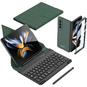 Voor Samsung Galaxy Z Fold4 GKK magnetisch opvouwbaar Bluetooth-toetsenbord lederen tas met pen