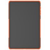Voor Samsung Galaxy Tab S7+ T970 / T976B Band Texture Shockproof TPU + PC Beschermhoes met houder(oranje)