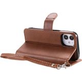 Voor iPhone 12 2 in 1 Solid Color Afneembare PU Lederen case met kaartslots & magnetische houder & fotolijst & portemonnee & riem(bruin)