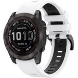 Voor Garmin Fenix 7X Solar 26mm tweekleurige sport siliconen horlogeband (wit + zwart)