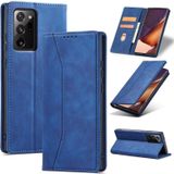 Voor Samsung Galaxy S20 Ultra 5G Skin-Feel Calfskin Texture Magnetische Dual-Fold Horizontale Flip Lederen Case met Houder & Card Slots & Portemonnee
