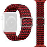 Gesp gevlochten elastische band horlogeband voor Apple Watch Series 6 & SE & & 5 & 4 40mm / 3 & 2 & 1 38mm (Wave Red Black)