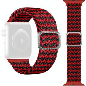 Gesp gevlochten elastische band horlogeband voor Apple Watch Series 6 & SE & & 5 & 4 40mm / 3 & 2 & 1 38mm (Wave Red Black)