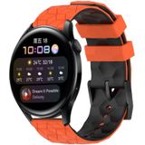 Voor Huawei Watch 3 22 mm voetbalpatroon tweekleurige siliconen horlogeband (oranje + zwart)