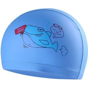 Kinderen Waterproof Hair Care PU Geco Coated Cartoon Patroon Zwemmen Cap (Blue Shark)