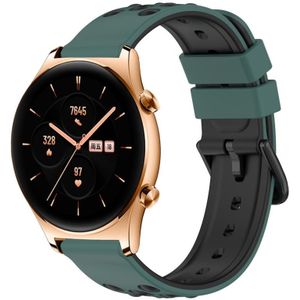 For Honor Watch GS 3 22 mm tweekleurige poreuze siliconen horlogeband (olijfgroen + zwart)