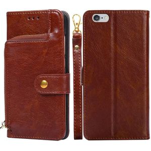 Zipper-tas PU + TPU Horizontale Flip Leren Case Met Houder & Card Slot & Portemonnee & Lanyard voor iPhone 7/8 / SE  (Bruin)