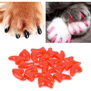 20 stuks siliconen zachte kat nagel caps/kat poot klauw/huisdier nagel beschermer/kat nagel cover  maat: L (rood)