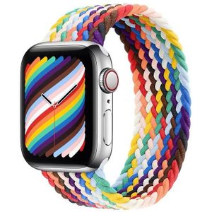 Rainbow Gevlochten Single Loop Vervanging Horlogebanden  Grootte: S 135mm voor Apple Watch Series 6 & SE & 5 & 4 44mm / 3 & 2 & 1 42mm (Rainbow Colors)