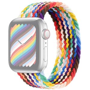 Rainbow Gevlochten Single Loop Vervanging Horlogebanden  Grootte: S 135mm voor Apple Watch Series 6 & SE & 5 & 4 44mm / 3 & 2 & 1 42mm (Rainbow Colors)