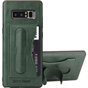 Fierre Shann voor Galaxy Note 8 volledige beschermende lederen draagtas met houder & Card Slot(Green)