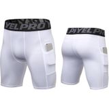 Sports Running Training Zweet Wicking Quick Drying Stretch Strakke Shorts Met Pocket (Kleur: Witte Maat: L)