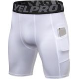 Sports Running Training Zweet Wicking Quick Drying Stretch Strakke Shorts Met Pocket (Kleur: Witte Maat: L)