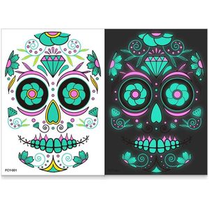 5 stks Halloween Twee-Color Luminous Funny Tattoo Stickers Face Sticker (Fcy-001)