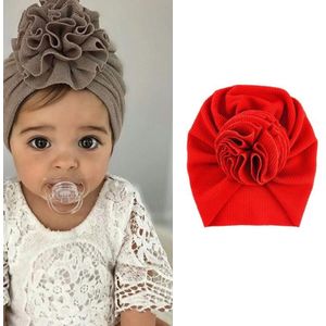 5 STUKS Baby Sun Flower Hedging Cap Solid Color Tulband Hoed  Grootte: One Size (Crimson)