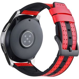 22mm Voor Huawei Watch GT2e / GT2 46mm Siliconen Leder + Carbon Fiber Strap(Rood)