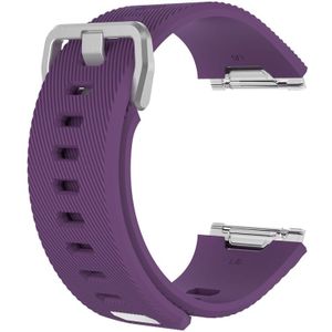 Voor Fitbit Ionic Twill Texture Siliconen Vervanging Polsband Watchband met Buckle  Size:S(Purple)
