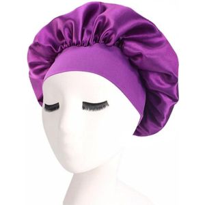 2 PCS TJM-301 Night Cap met brede brim en elasticiteit hoofdband dames chemotherapie cap hair care hoed  grootte: M 56-58cm (Deep Purple)