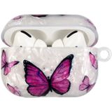 Geschilderde shell textuur draadloze oortelefoonkoffer met haak voor AirPods Pro (Purple Butterfly)