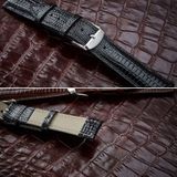Hagedis textuur lederen riem vervanging horlogeband  grootte: 14mm (zwart)