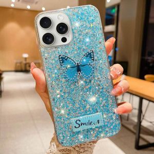 Voor iPhone 11 Pro Max Starry Sequin Strass Vlinder Epoxy TPU Telefoonhoesje (Blauw)