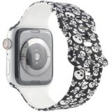 8-gesp gedrukte vervangende riem Watchband voor Apple Watch Series 7 & 6 & se & 5 & 4 44mm / 3 & 2 & 1 42mm (schedel)