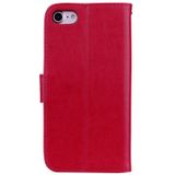 Fro iPhone 8 & 7 rozen bloemen patroon Flip lederen hoes gedrukt met houder & Card Slots & portefeuille (rood)