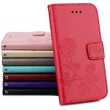 Fro iPhone 8 & 7 rozen bloemen patroon Flip lederen hoes gedrukt met houder & Card Slots & portefeuille (rood)