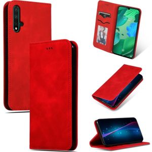 Retro huid voelen Business magnetische horizontale Flip lederen case voor Huawei Nova 5/Nova 5 Pro (rood)