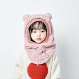 Children Integrated Warm Plush Cap Scarf With Face Mask  Size: About 52-54cm(Pink)