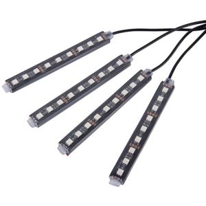 4 in 1 4.5W 36 SMD-5050-LEDs RGB auto interieur decoratie sfeer kleurrijke Neon Light vloerlamp met draadloze afstandsbediening  DC 12V