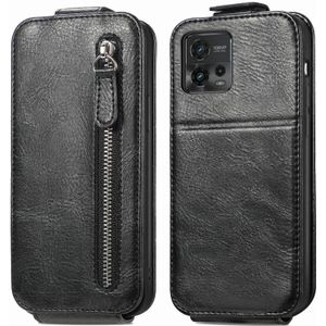 Voor Motorola Moto G72 Rits Portemonnee Verticale Flip Lederen Telefoon Case (Zwart)